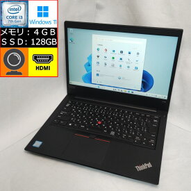 【中古】 Lenovo ThinkPad E480 ブラック Core i3-7130U 2.7GHz メモリ4GB SSD128GB 14型(HD:1366x768) Web会議向けカメラ搭載 zoom対応 Windows11 Pro 型番:20KN002XJP レノボ シンクパッド ノートパソコン 即納 【マスク プレゼント！】