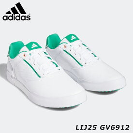 アディダス LIJ25-GV6912 レトロクロス メンズ スパイクレス ゴルフシューズ フットウェアホワイト/コートグリーン/コーラルフュージョン adidas