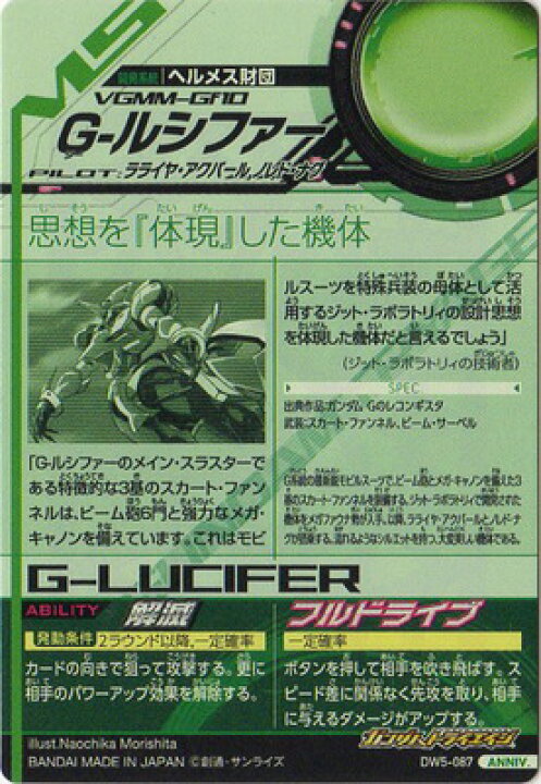 楽天市場 ガンダムトライエイジ Dw5 087 G ルシファー Anniv フルアヘッド