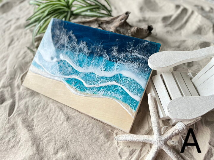 ブラックオーシャン ロングパネル オーシャンアート 壁掛け レジン  