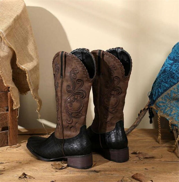 ランチョ ウエスタンブーツ ロングブーツ レザー 刺繍 靴 シューズ  