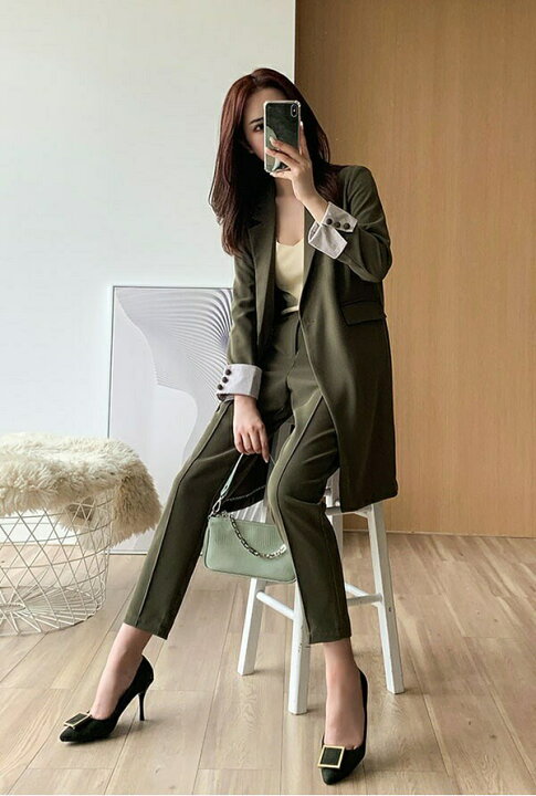 楽天市場 大きいサイズ スーツ パンツスーツ セットアップ レディース ビジネス 春秋コート 面接 フォーマル リクルートスーツ ジャケット パンツ 長袖 ファッション 韓国 卒業式 入学式 通勤 Ol 女性 仕事 結婚式 おしゃれ シンプル 2l 6l 黒 緑 Dg066f4 フルグレース