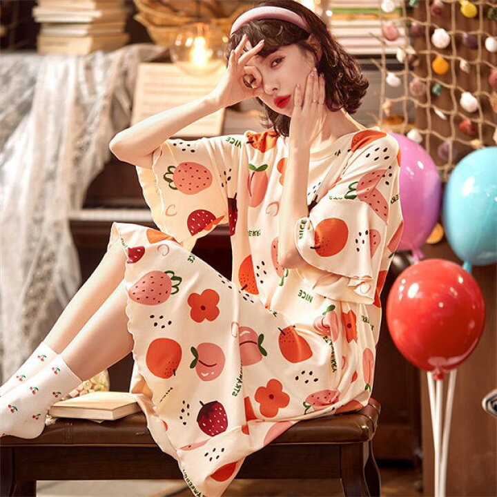 楽天市場】ルームウェア レディース パジャマ イチゴ柄 かわいい  