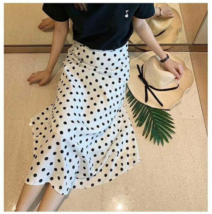 楽天市場 ロングスカート 水玉柄 レディース 春 夏 水玉 ロング丈 ブラック ドット柄 流行 可愛い きれいめ お出かけ デート デイリー 楽チン シンプル 赤 黒 白 Dl065l6l6n1 フルグレース