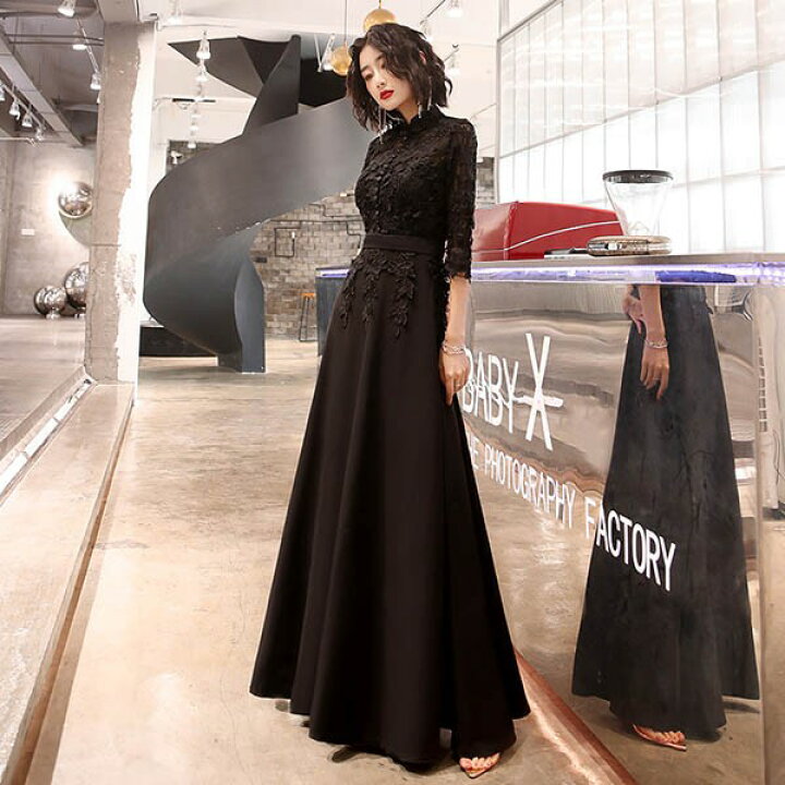 ドレス 黒 大人 ピアノ 発表会 パーティードレス ショート丈 見回し  