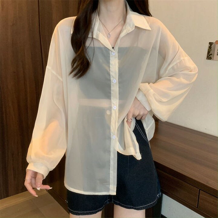 楽天市場】6色 シアーシャツ 透け感 レディース 日焼け止め ブラウス  