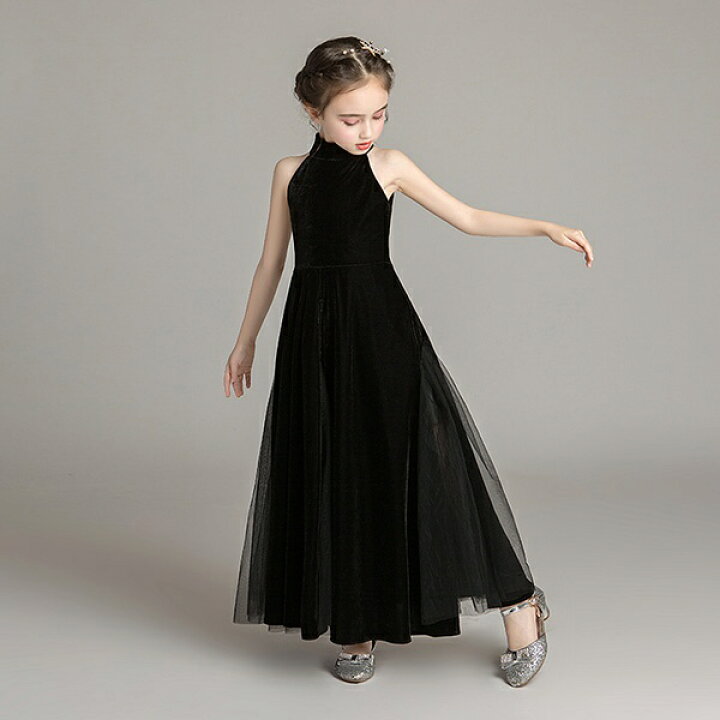 楽天市場】ピアノ発表会 中学生 ワンピース ドレス 女の子 子供ドレス ロング丈 ノースリーブ パーティドレス 黒 ブラック アメリカンスリーブ お姫様 エレガント フォーマル キッズドレス プリンセスドレス110 120 130 140 150 160 da794s1s1g5 : フルグレース