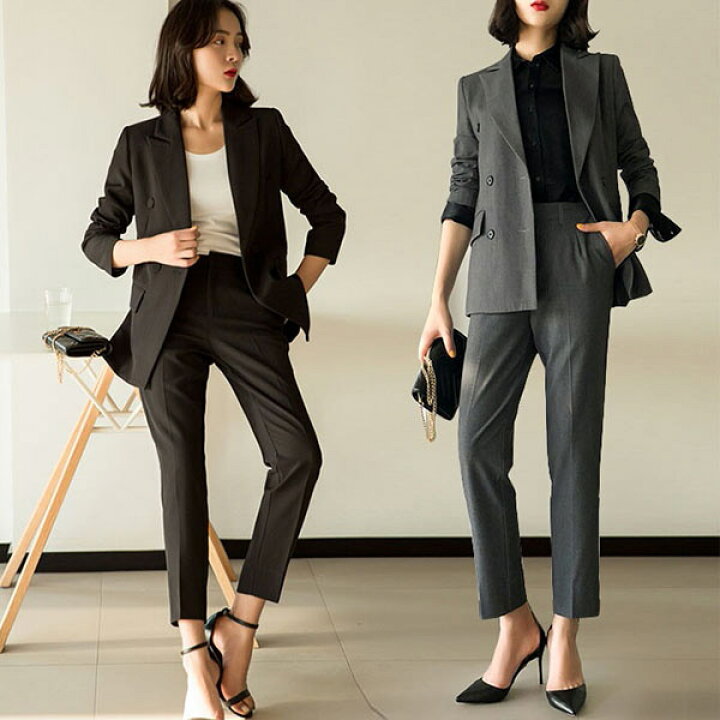 楽天市場 スーツ レディース パンツスーツ セットアップ フォーマルスーツ ビジネススーツ 春 秋 冬 ママスーツ 卒業式スーツ 入学式 入園式卒園式 ママ 母 母親 親 七五三 お宮参り 服装 通勤 Ol 女性 仕事 グレー ブラック 2点セットdg1s1 フルグレース