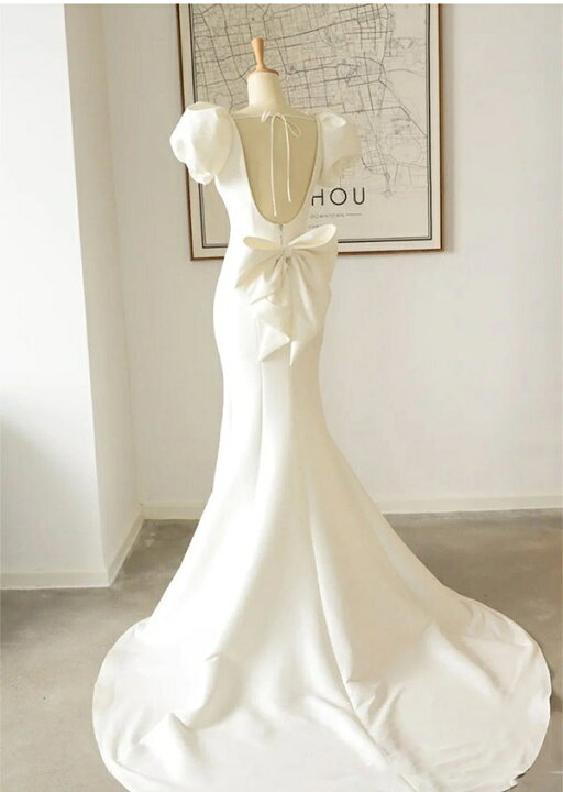 楽天市場】花嫁 ウェディングドレス ファスナー パフスリーブ  