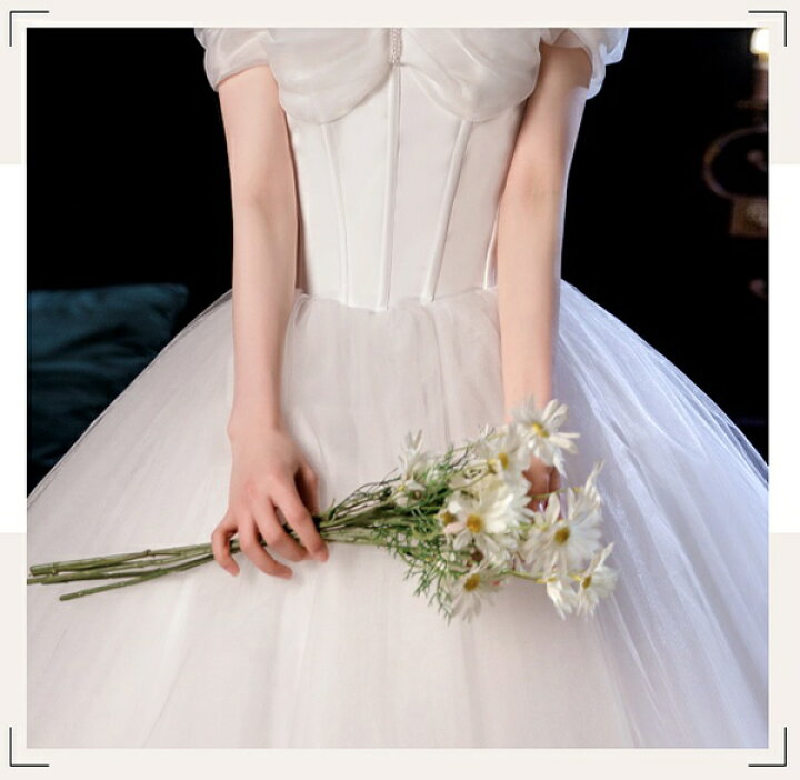 楽天市場】花嫁 ウェディングドレス オフショルダー 袖あり ボリューム  