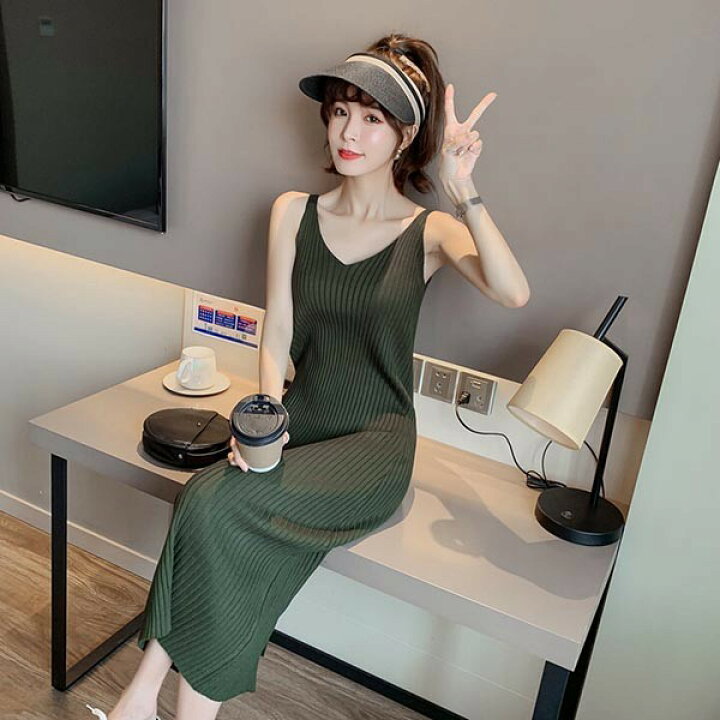 楽天市場】ニットワンピース サマーニット キャミソール 夏 春 ニット  