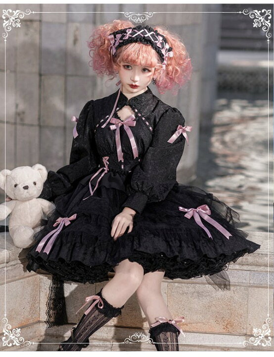 楽天市場】ロリータワンピース ゴスロリ クラロリ 黒 ブラック 