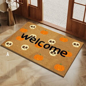 玄関マット ハロウィン風 屋外 室内 泥落とし 滑り止め 洗える かぼちゃ柄 パーティ用 おしゃれ 総柄 風水 水洗い ドアマット カートゥーン風 かわいい オフィス 店舗 飲食店 新生活 オレン