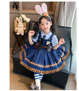 コスプレ 女の子 衣装 警官 子供 コスプレ 仮装 キッズ ワンピース ウサギ警官 コスチューム 子供 ウサギ耳 洋服 かわいい 可愛い ハロウィン コスプレ衣装 カラフルドレス 変装 魔法使い キ