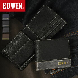 二つ折り財布 EDWIN エドウィン メンズ ブランド 小銭入れあり お札入れ カード入れ 薄い 2つ折り かっこいい 黒 紺 合皮 ショートウォレット スリム さいふ レザー 中学生 高校生 ビジネス 通勤 通学 男子 新社会人 父の日 小さい コンパクト ミニ財布 ギフト プレゼント