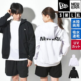 NEWERA ニューエラ パーカー メンズ ユーティリティー ジップパーカー 14391940 14391941 長袖 レディース 吸水速乾 UVカット 紫外線対策 S M L XL パーカ フーディー おしゃれ 夏 海 ブラック ホワイト ウェア フロントジップ バックプリント レジャー アウトドア 正規品