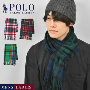 マフラー メンズ チェック ポロ ラルフローレン レディース POLO RALPH LAUREN ウール タータンチェック おしゃれ かわいい 大人 グリーン レッド ネイビー ポニー 刺繍 通勤 通学 学生 防寒 秋冬