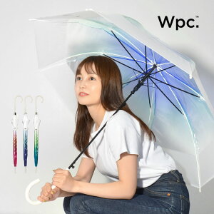 傘 レディース 大きめ wpc ビニール傘 グラデーション おしゃれ 長傘 雨傘 60cm ジャンプ 女性 通学 通勤 かわいい 切り継ぎグラデーション 大きい 丈夫 グラスファイバー骨 写真映え 透明 クリ