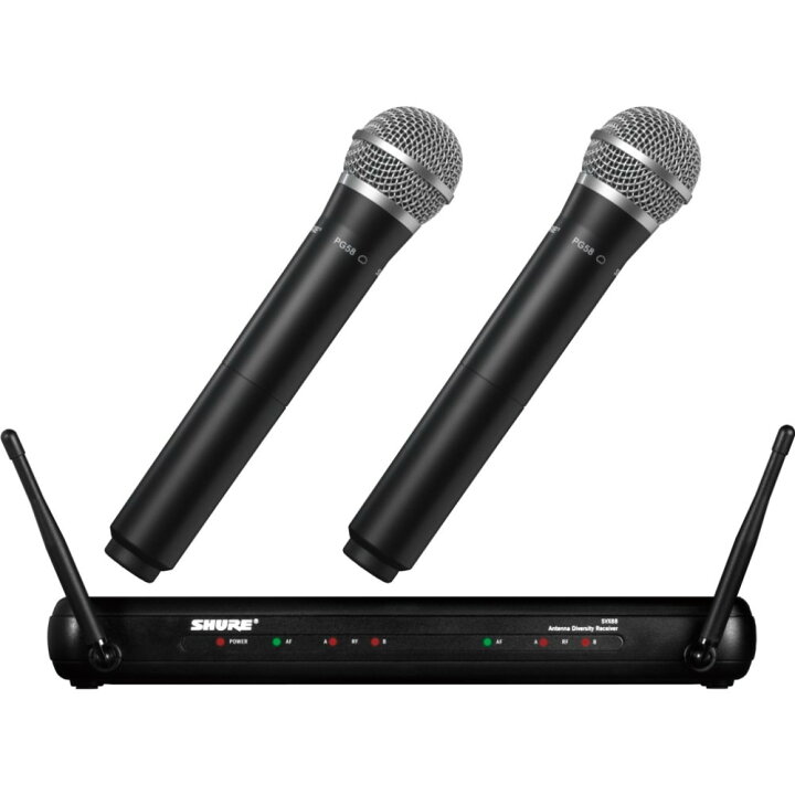 ◇SHURE SVX88受信機＋ワイヤレスマイクPG58x２本 楽天市場】Shure SVX288/PG58 ワイヤレスマイク 2本セット|  ワイヤレスマイクシステム ハンドマイク ボーカル バンド練習 イベント セミナー 会議 スピーチ 司会 セット ワイヤレスマイクセット PA機器  PA音響 国内正規品 ... Shure SVX288/PG58 ワイヤレスマイク 2本セット| ワイヤレスマイクシステム ハンドマイク ボーカル バンド練習 イベント セミナー 会議 スピーチ 司会 セット ワイヤレスマイクセット PA機器 PA音響  国内正規品