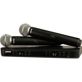 Shure BLX288/PG58 ワイヤレスマイク 2本セット| ワイヤレスマイクシステム B帯 ハンドマイク ボーカル バンド練習 イベント セミナー 会議 スピーチ 司会 送信機 受信機 セット