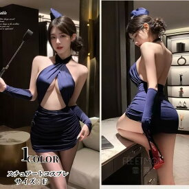 セクシーランジェリー コスプレ キャビンアテンダント 紺色　セクシー 下着 コスチューム CA ミニ ミニスカート ベビードール コスプレ衣装 大人用 セクシーランジェリー 定番コスプレ スケスケ 透け感 余興 かわいい エロカワ 悩殺 送料無料