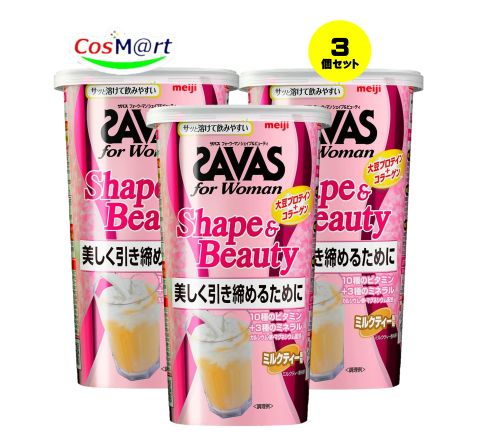 最低価格の 明治 ザバス(SAVAS) for Woman シェイプビューティ ミルクティー風味 231g (4902777308531-3)
