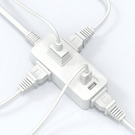 電源タップ USB 延長コード 1m 2m 3m コンセント 3個口 USB 2ポート 急速充電 SmartIC 3方向分岐 スイングプラグ コンパクト タコ足配線 マルチタップ OAタップ おしゃれ ホワイト