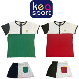 Kea キア テニス テニスウェア 半袖 半袖シャツ ゲームシャツ トップス ストレッチ レディース グリーン ネイビー ホワイト レッド ブラック ストレッチゲームシャツ かわいい おしゃれ スポーツウェア LT080