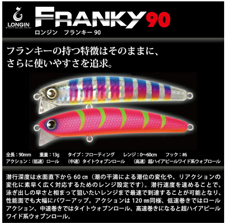 楽天市場 ルアー Longin ロンジンfranky 90mmフランキー 90mmフローティングミノー ふみや文具店