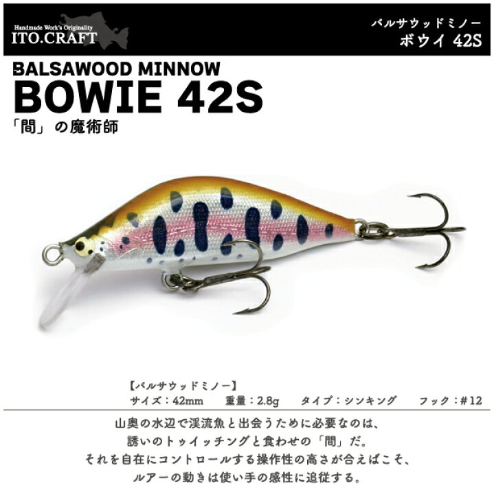 楽天市場】【ルアー】ITO CRAFT イトウクラフトBOWIE 42Sボウイ 42S 