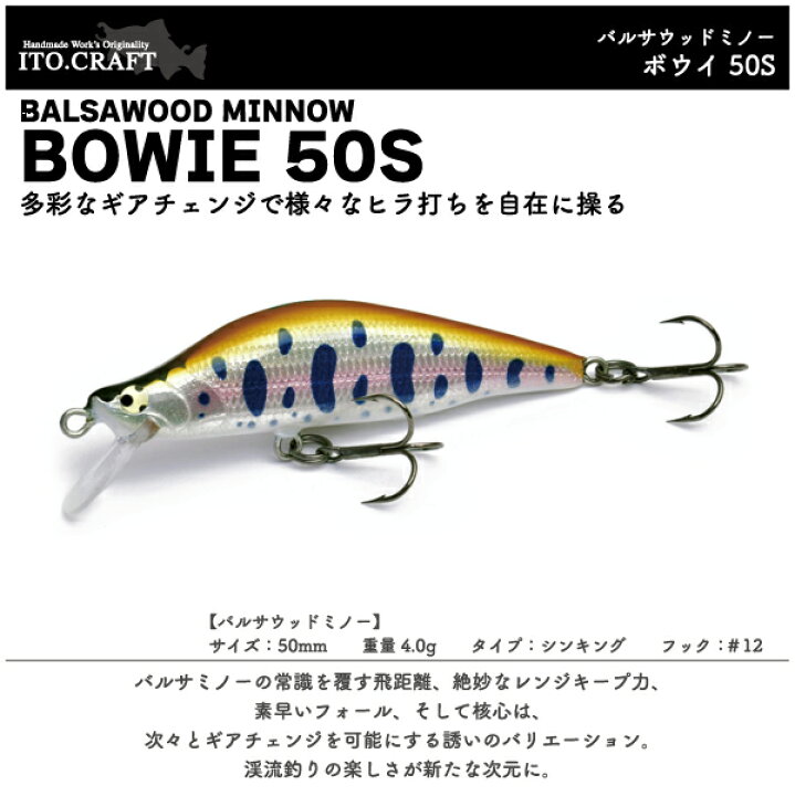 楽天市場】【ルアー】ITO CRAFT イトウクラフトBOWIE 50Sボウイ 50S 