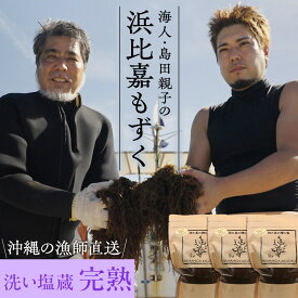 沖縄県浜比嘉島から直送 海人・島田親子の浜比嘉もずく（完熟）450g×3パック入り～ 洗い塩蔵もずく 塩分濃度10% 洗わずそのまま使える 無添加 お取り寄せ 送料無料