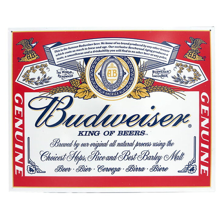 楽天市場】ブリキ看板 バドワイザー ビール メタルサイン BUDWEISER 