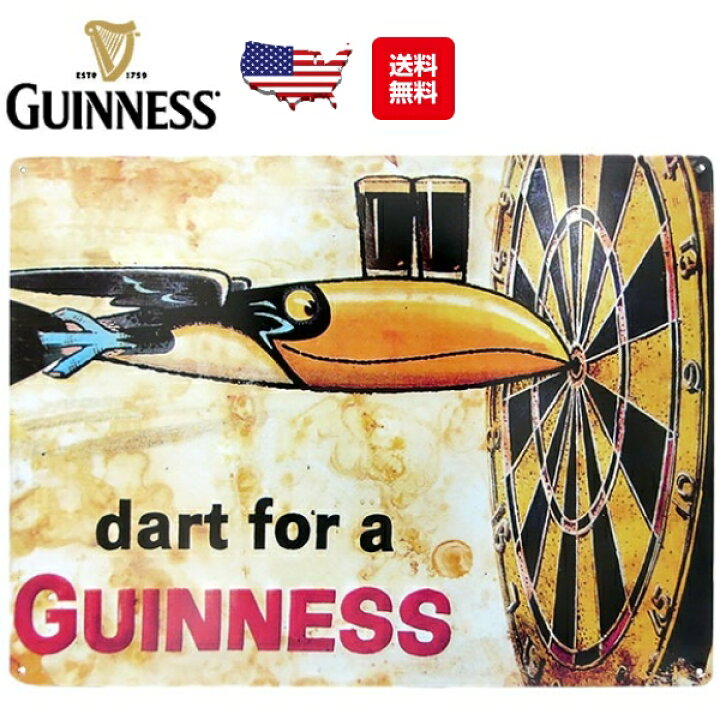 楽天市場】ブリキ看板 ギネス ビール メタルサイン DART FOR A 