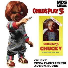 チャッキー 人形 トーキング フィギュア チャイルドプレイ3 チャッキー グッズ 公式 高さ38cm 映画 MEZCO アメリカン雑貨 アメリカ雑貨 アメトイ ホラー 映画 CHILD'S PLAY 3 TALKING PIZZA FACE CHUCKY