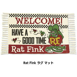 ラットフィンク ラグ マット 玄関マット フロアマット コットン おしゃれ 室内 屋内 キャラクター 洗える ムーンアイズ RAT FINK 車 アメリカン雑貨 アメリカ雑貨 マット インテリア グッズ 滑