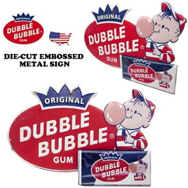 ダブルバブル ブリキ看板 アメリカン アメリカン雑貨 ガレージ DUBBLE BUBBLE レトロ おしゃれ ダイカット エンボス メタルサイン インテリア ビンテージ キャラクター グッズ メタルサインプレート 壁掛け 壁装飾品 看板 プレート 送料無料 アンティーク ブリキ看板だ