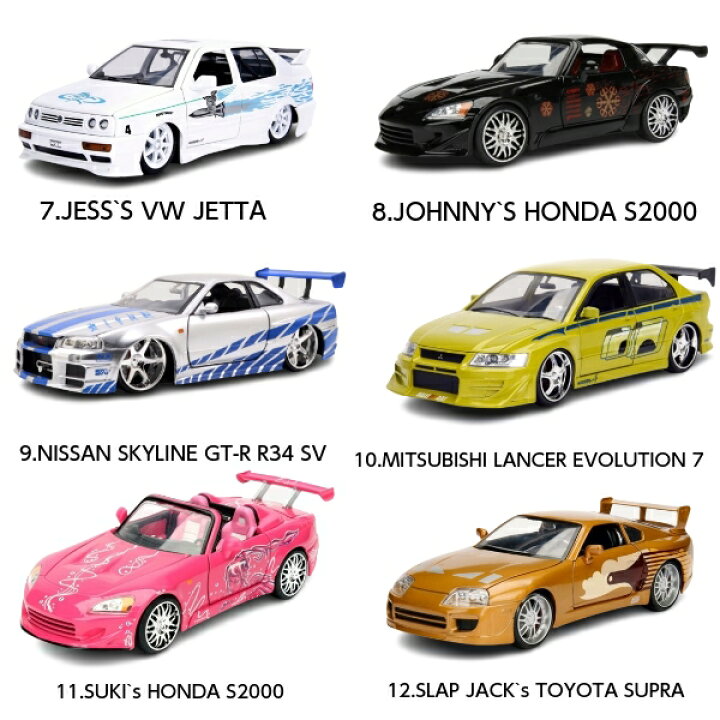 楽天市場】JADATOYS 1/24 ミニカー ワイルドスピード ダイキャストカー 