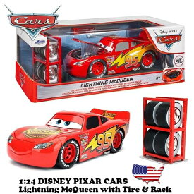 カーズ ミニカー マックイーン 1/24 車 おもちゃ ディス二ー ピクサー JADATOYS DISNEY PIXAR CARS LIGHTNING McQUEEN with TIRE RACK ダイキャストカー 映画 グッズ ミニカーセット アメトイ 子供 アメリカン雑貨 ギフト プレゼント 送料無料
