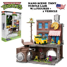 タートルズ ミニカー フィギュア付 ジオラマ パーティーワゴン JADA TOYS NANO SCENE TMNT TURTLE LAIR W/4 FIGURES + VEHICLE ニンジャ タートルズ 車 おもちゃ アメ車 グッズ キャラクター アメリカン雑貨 アメリカ雑貨 アメトイ 34679 父の日 ギフト