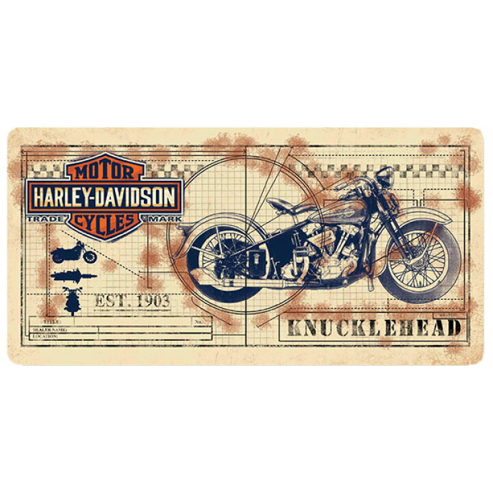ハーレーダビッドソン ブリキ看板 エンボスメタルサイン Harley Davidson Knucklehead アメリカン雑貨 人気 サインプレート アメリカ雑貨 通販 おしゃれ インテリア ガレージ 壁掛け 装飾 男前 ハーレーダヴィッドソン メタルサイン バイク ハーレー 送料無料 ハーレー