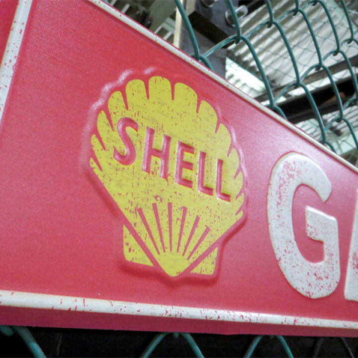 楽天市場】ブリキ看板 シェル アメリカン雑貨 SHELL GAS & OIL 細長い 