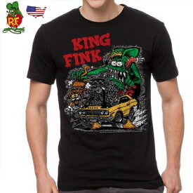 ラットフィンク Tシャツ KING FINK メンズ 半袖 tシャツ アメカジ 黒 ブラック 大きいサイズ M L XL 綿100 RAT FINK アメキャラ カジュアル 30代 40代 50代 60代 男性 ゆったりアメリカン雑貨 アメリカ雑貨 送料無料 おしゃれ