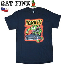 ラットフィンク Tシャツ TORCH IT メンズ 半袖 tシャツ アメカジ 黒 ブラック 大きいサイズ M L XL 綿100 RAT FINK アメキャラ カジュアル 30代 40代 50代 60代 男性 ゆったりアメリカン雑貨 アメリカ雑貨 送料無料 おしゃれ