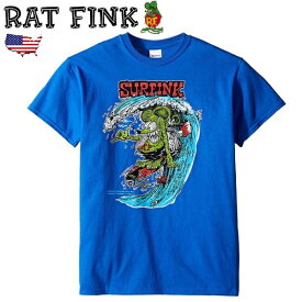 ラットフィンク Tシャツ SURFINK メンズ 半袖 tシャツ アメカジ 大きいサイズ ブルー M L XL 綿100 RAT FINK アメキャラ カジュアル 30代 40代 50代 60代 男性 ゆったりアメリカン雑貨 アメリカ雑貨 送料無料 おしゃれ