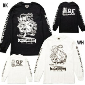 ラットフィンク ロンt tシャツ 長袖 メンズ 白 黒 バックプリント 大きいサイズ Rat Fink x MOON Equipped ロング スリーブ Tシャツ M/L/XLサイズ ブラック ホワイト ムーンアイズ アメカジ カジュアル アメリカン雑貨 アメキャラ アメリカ雑貨 送料無料 綿
