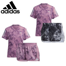 アディダス レディース ランニング上下セット (半袖 パンツ Tシャツ セットアップ マラソン トレーニング パンツ4インチ adidas 即日発送) DMH26-DMH23