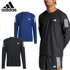 クーポン配布中『お買い物マラソンは20時〜P2倍』アディダス メンズ ランニング 長袖Tシャツ (運動 スポーツウェア トレーニングウェア サッカー ジョギング ジム ブルー ブラック adidas 即日