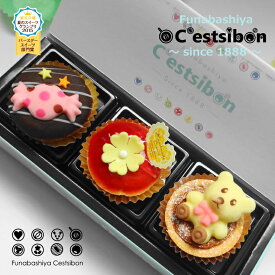 セシボン-C'estsibon-プチケーキ3個入 内祝 初節句 義理チョコ お返し 景品 プレゼント まとめて 小学生 幼稚園 バレンタイン ホワイトデー タルト プチフール 義理 ギフト お菓子 お取り寄せ 瀬止凡 船橋屋 冷蔵 遅れてごめんね あす楽対応 最強翌日配送