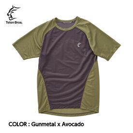 【Teton Bros. ティートンブロス】ELV1000 S/S Tee (Men) Gunmetal x Avocado Sサイズ Tシャツ ショートスリーブ 半袖 フィット感 ストレッチ性 超軽量 通気性 トレイルランニング マラソン トレーニング トレッキング UL アウトドア TB231-46